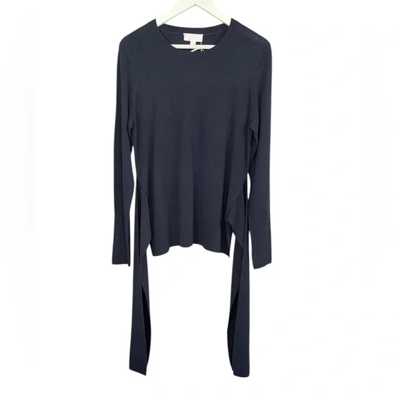 The White Company Tie Waist Lounge Sweater with Cashmere Wool Navy Blue NWT - Picture 4 of 15